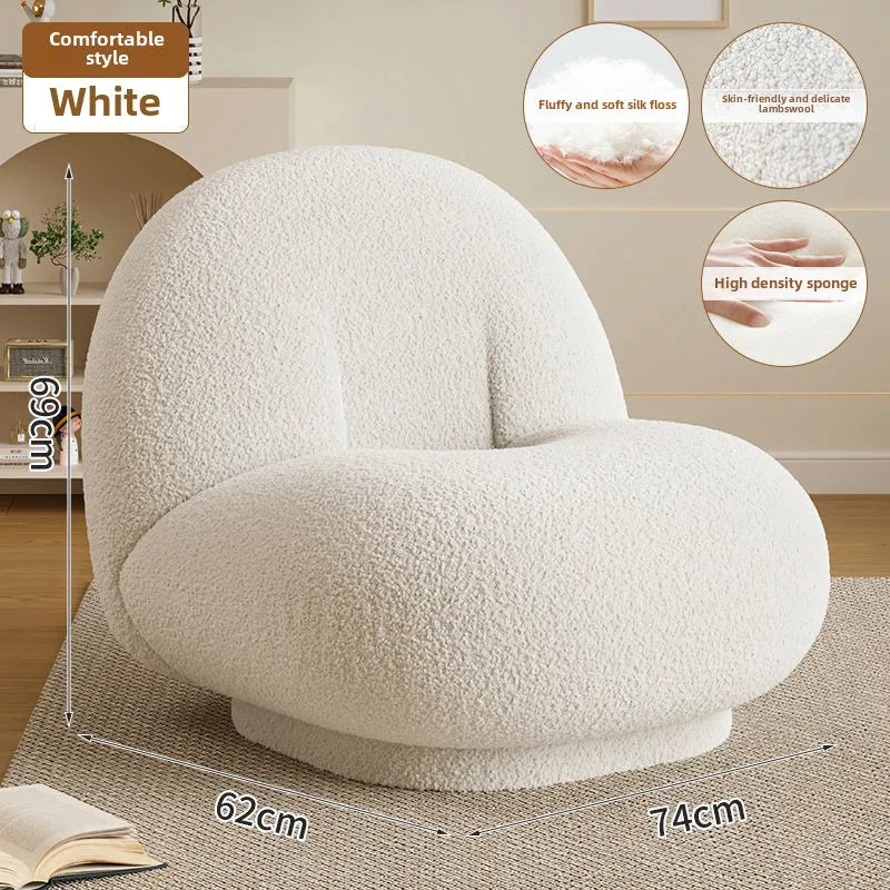 Cloud Lazy Sofa Chair Lamb Wool Fabric Sofa Chair Bedroom Single Lounge Chair Home Balconies Leisure Chairs Comfortable Chair