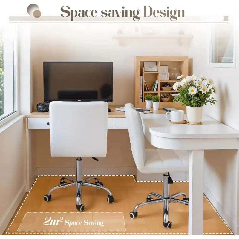 2026 New Metal Base Office Chair Full White Bar Stools with Armrest and Wheels Adjustable Swivel Office Chair for Home & Bedroom